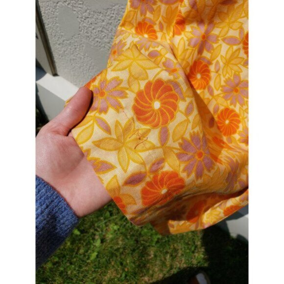 Vintage Flower Power Dress Handmade 1950s/60s Bright Orange Flower Child - Picture 7 of 10